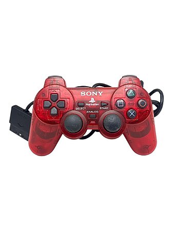 CONTROLE SONY PS2 DUALSHOCK 2 - VERMELHO TRANSLÚCIDO - USADO