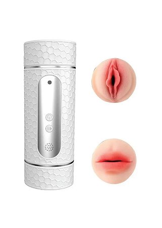 Masturbador Masculino Boca e Vagina Recarregável - Our Moment - 36 Modos de Vibração - Branco