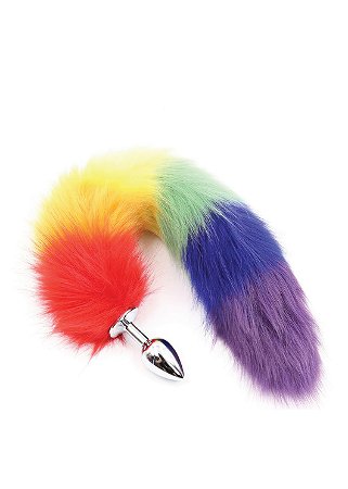 Plug Anal Metal com Cauda Colorida - VipMix - Tamanho P