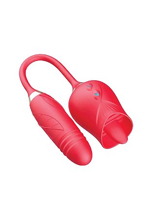 Vibrador Duplo Vai e Vem e Simulador de Sexo Oral - Our Moment - Flor Roxa - Recarregável