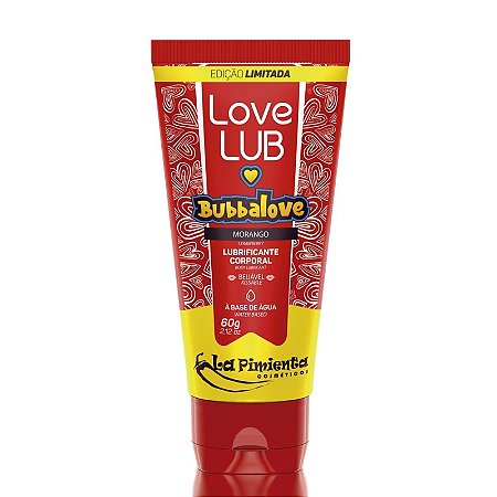 Lubrificante Love Lub Bubbalove - La Pimienta - Beijável - Morango - 60 gr