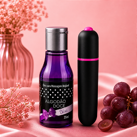 Kit Essencial de Autocuidado Feminino com Bullet Multivelocidade e Óleo Beijável