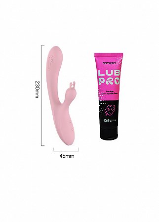 Kit Vibrador Ponto G e Clítoris + Lubrificante Premium Double Bunny Recarregável