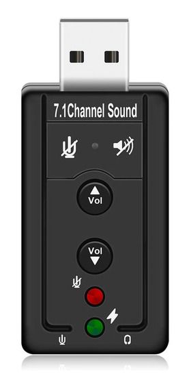 Placa de som USB 7.1 DirectSound 3D (fone e microfone) Md9 PT