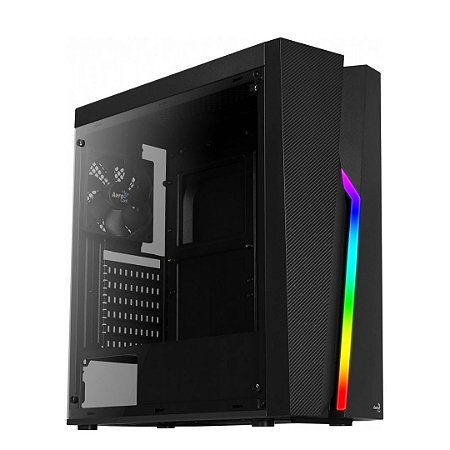 GABINETE GAMER AEROCOOL BOLT RGB LATERAL ACRILICO PRETO, BOLT-A-BK-V1