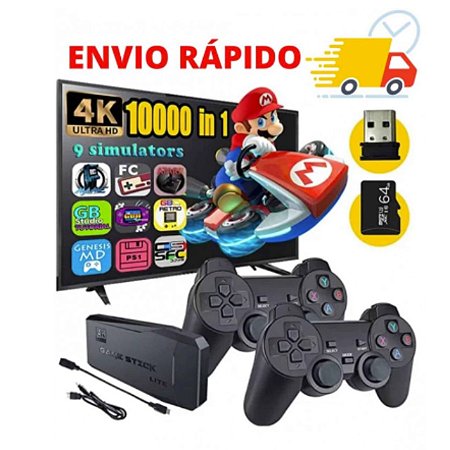 Videogame Retrô Game Stick até 10.000 jogos 4k com 2 controles sem fio