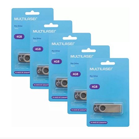 kit 5x Pendrive 4gb Original Multilaser