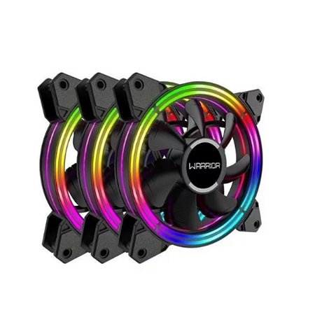 Kit 3 Cooler Fan Cedric Rgb Com Controle 120mm Warrior Ga184