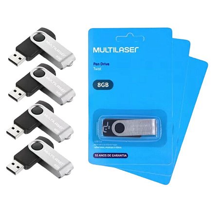 Kit 5x Pendrive 8gb Original Multilaser