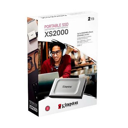 Ssd Externo Kingston Xs2000 2tb Portátil Usb-c Usb 3.2 Velocidade De Leitura Até 2000mb/s