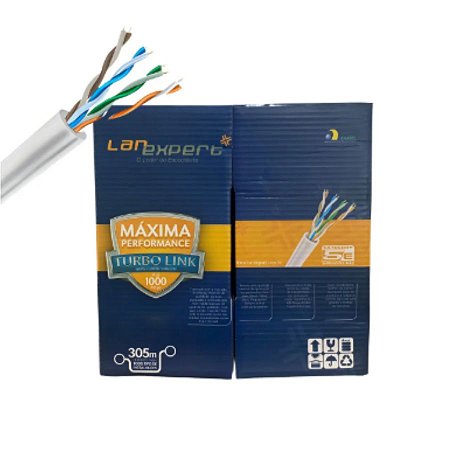 Cabo De Rede Cat5e Utp Cmx Lan Expert Turbo 305 Metros Branco