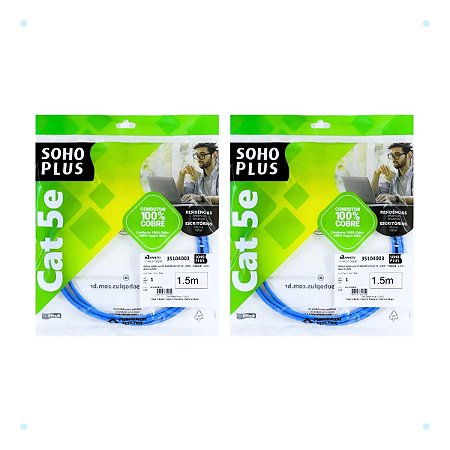 Kit 2 Patch Cord U/UTP Cat.5e Furukawa Sohoplus 1,5m Azul
