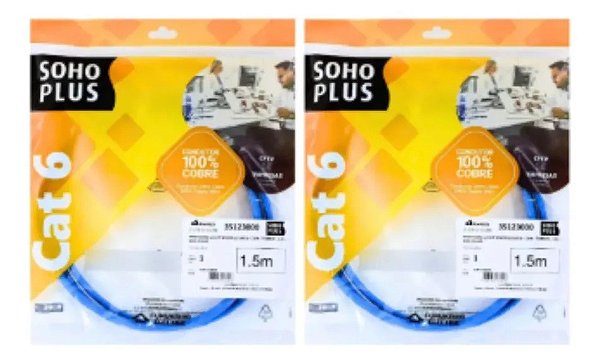 Kit 2 Patch Cord U/UTP Cat.6 1,5m Furukawa SohoPlus CMX Azul