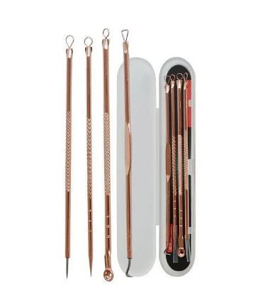 Kit Extrator de Cravos 4 Curetas Rose Gold