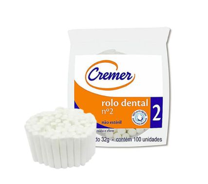 Rolo dental 2 100% algodao 32gr C/ 100 UN CREMER