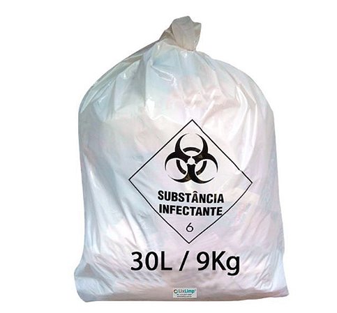 Saco de Lixo Hospitalar Branco 30LT 100 Un