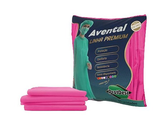Avental Descartável Manga Longa Rosa Pink 10un - Protdesc