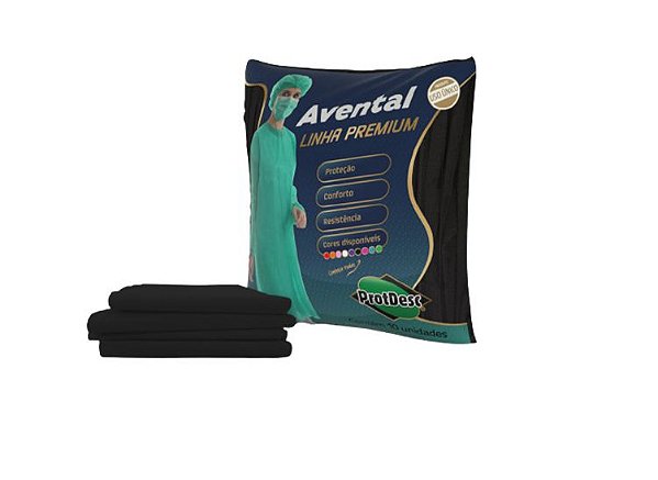Avental Descartável Manga Longa Black 10un - Protdesc