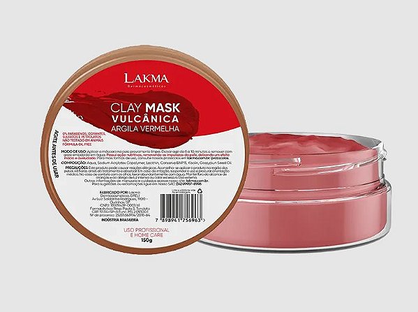 Máscara de Argila Vermelha - Clay Mask Vulcânica 150gr - Lakma