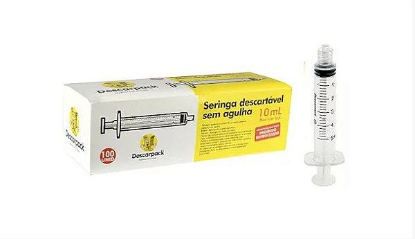 Seringa Lock (Rosca) s/ Agulha 10ml c/ 100 unidades - Descarpack
