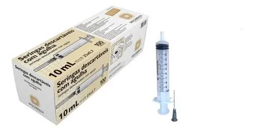 Seringa Slip c/ Agulha 25x0,70mm 22g 10ml - Descarpack c/ 100un