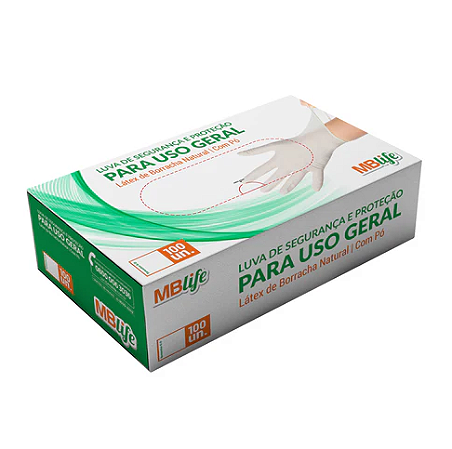 Luva de Látex c/ pó 100un - MBlife