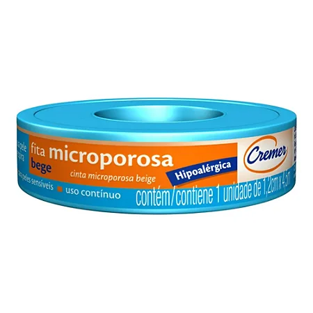 Fita Micropore Bege Hipoalérgica Para Pele Sensível Cremer (1,2cmx4,5m)