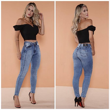 Calça Jeans Claro Feminina com Cintura Alta - Imperio Atacado Jeans