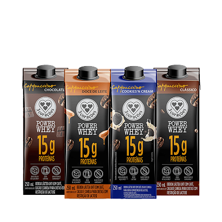 POWER WHEY 250ML - 3 CORACOES