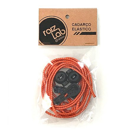 Cadarço Elástico Laranja com Branco