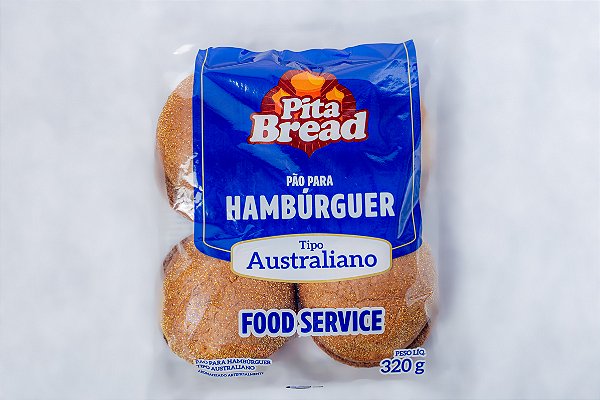 Pão de Hambúrguer Australiano Pita Bread 80g -Pacote 4 unidades