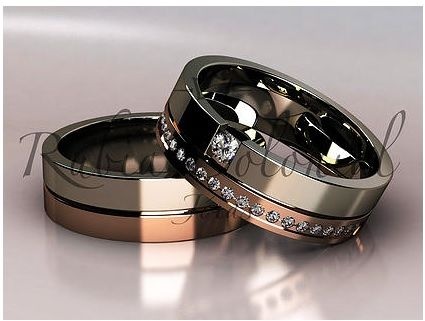 Alianças Casamento Ouro Rosé e Ouro Branco Ártemis