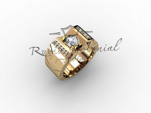 ANEL MASCULINO OURO 18K SHOW DIAMOND