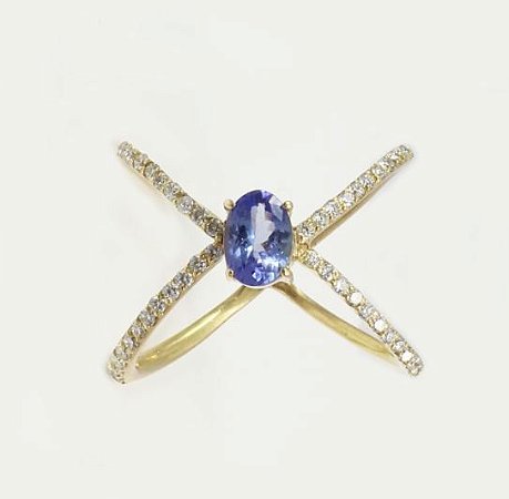 Anel de Tanzanita Com diamantes