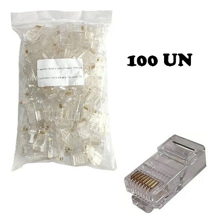 CONECTOR RJ45 CAT5 MACHO PACOTE C/ 100 UN.