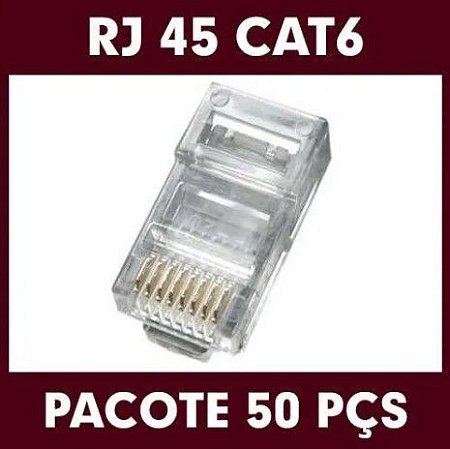 CONECTOR RJ45 CAT6 MACHO PACOTE C/ 50 UN.