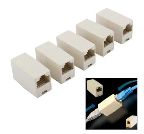 EMENDA CABO DE REDE RJ45 FÊMEA CAT5 C/ 5 UN.