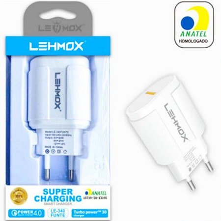 CARREGADOR PARA CELULAR LEHMOX LE-340 USB S/ CABO