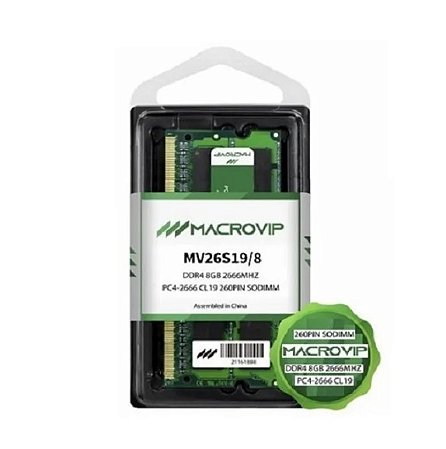 MEMÓRIA NOTEBOOK 8 GB. MACROVIP DDR4 / 2666 MHZ