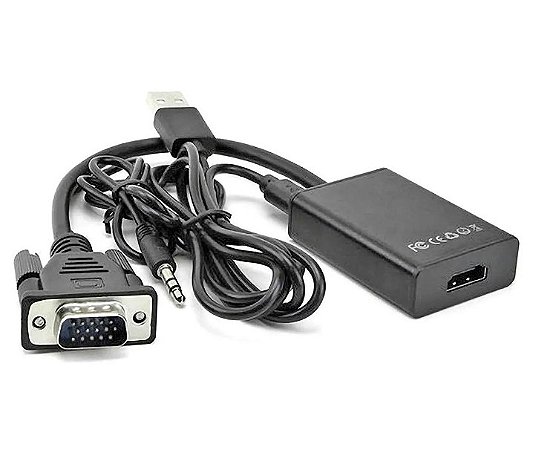 CONVERSOR VGA MACHO X HDMI FÊMEA C/ ÁUDIO