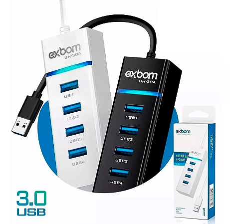 HUB USB 3.0 EXBOM UH-30A 4 PORTAS