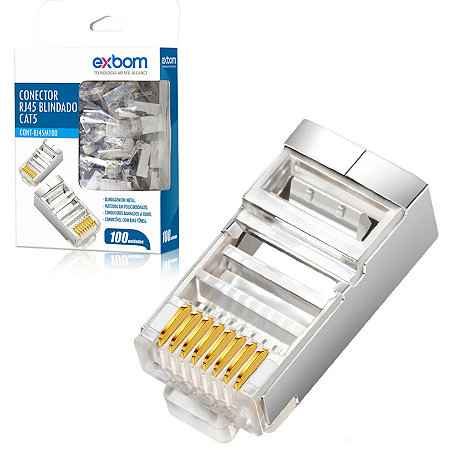 CONECTOR RJ45 CAT6 MACHO BLINDADO C/ 10 UN