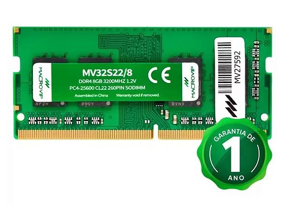MEMÓRIA NOTEBOOK 8 GB. MACROVIP DDR4 / 3200 MHZ