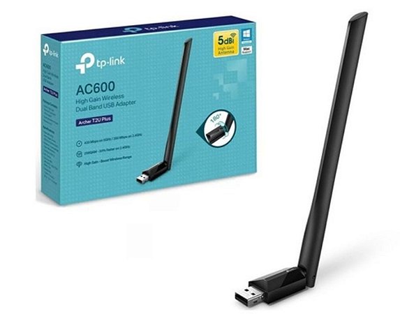 ADAPTADOR WIRELESS TP-LINK ARCHER T2U PLUS AC600 USB DUAL BAND ANTENA