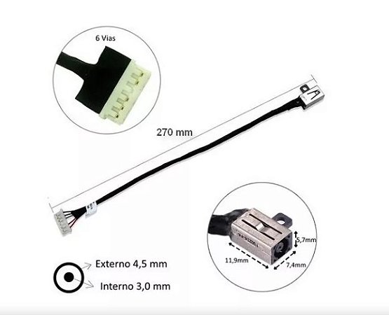 CONECTOR JACK NOTEBOOK DELL 14-7460/15-5000/15-7560 C/CABO