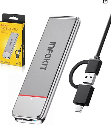 GAVETA EXTERNA TIPO C/ USB 3.0 P/ SSD M2 NVME