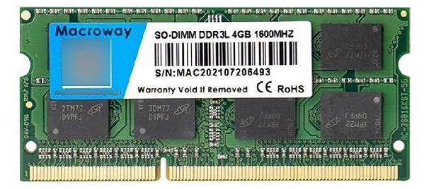 MEMÓRIA NOTEBOOK 4 GB. MACROWAY DDR3L / 1600 MHZ