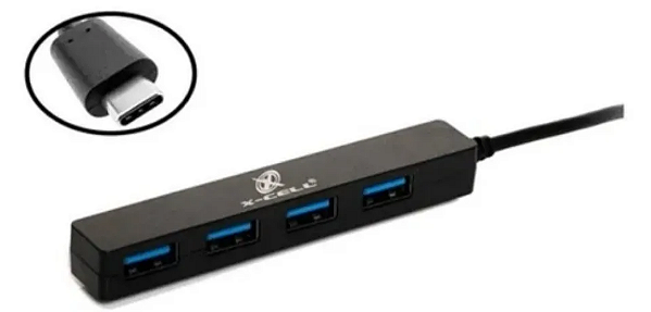 HUB USB-C X-CELL 4 PORTAS USB 3.0
