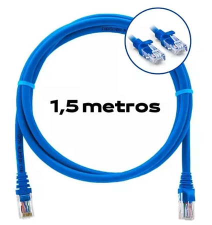 CABO DE REDE 1.5 MT. PLUS CABLE CAT6 AZUL