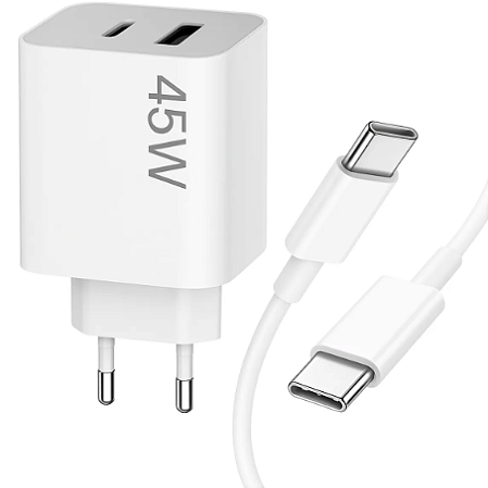 CARREGADOR CELULAR LEHMOX 45W USB-C / USB-C COMPLETO